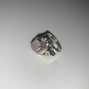 Vintage Moonstone Poison Ring with working clasp and hidden compartment